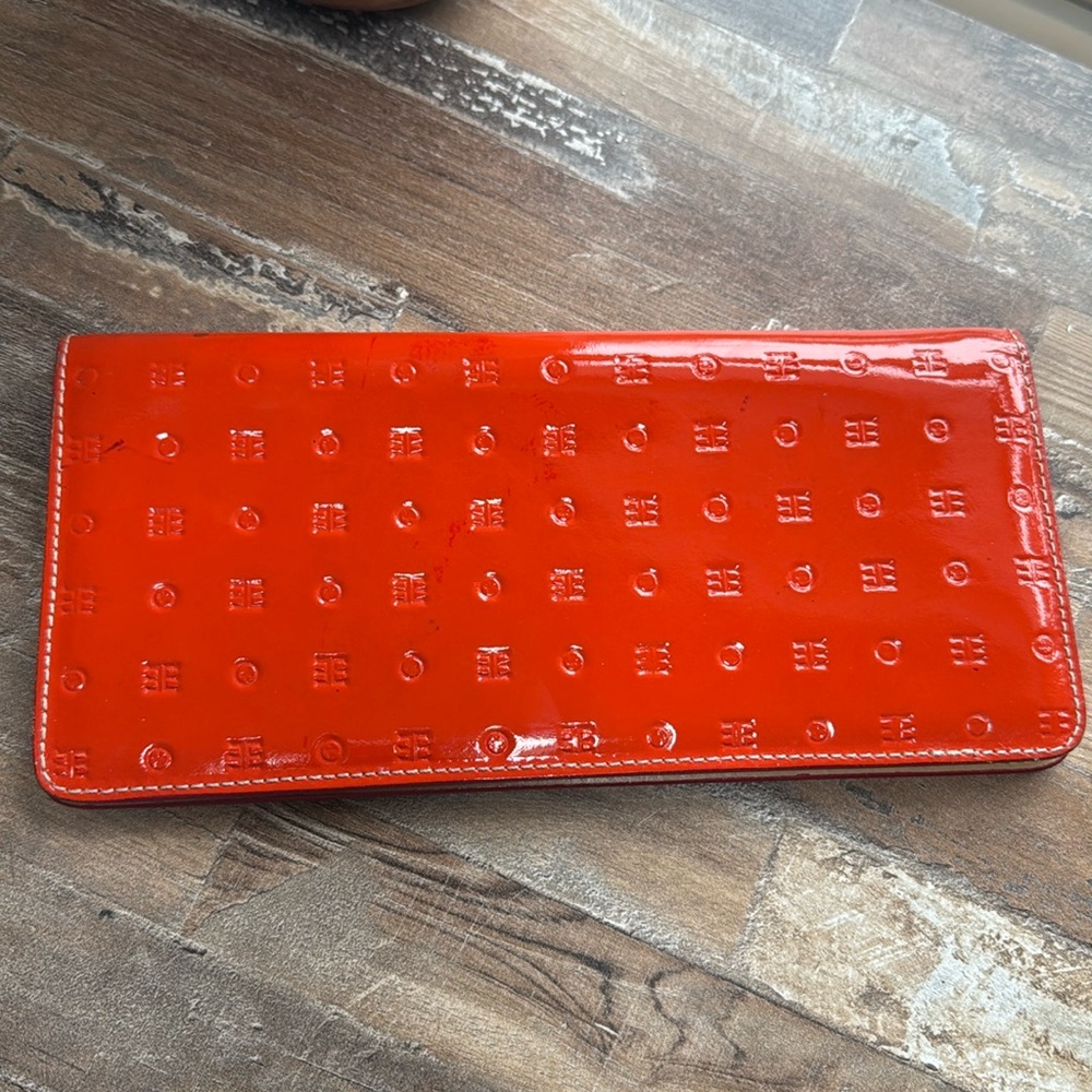 Arcadia ORANGE patent leather slim opera clutch Wallet